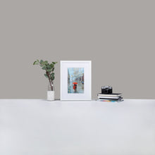 Load image into Gallery viewer, Red umbrella rainy print, framed poster from my original oil painting
