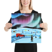 Load image into Gallery viewer, The northern lights and a red Royal Mail van Poster