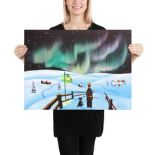 Load image into Gallery viewer, Man and dog folk art winter Poster
