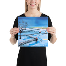 Load image into Gallery viewer, Man and dog walking home folk art Poster