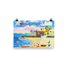 Load image into Gallery viewer, Folk art print, Animals at the seaside Poster, nursery wall art decor idea