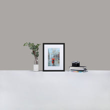 Load image into Gallery viewer, Red umbrella rainy print, framed poster from my original oil painting