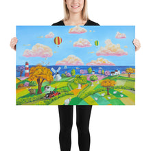 Load image into Gallery viewer, Landscape print colourful naive art Poster