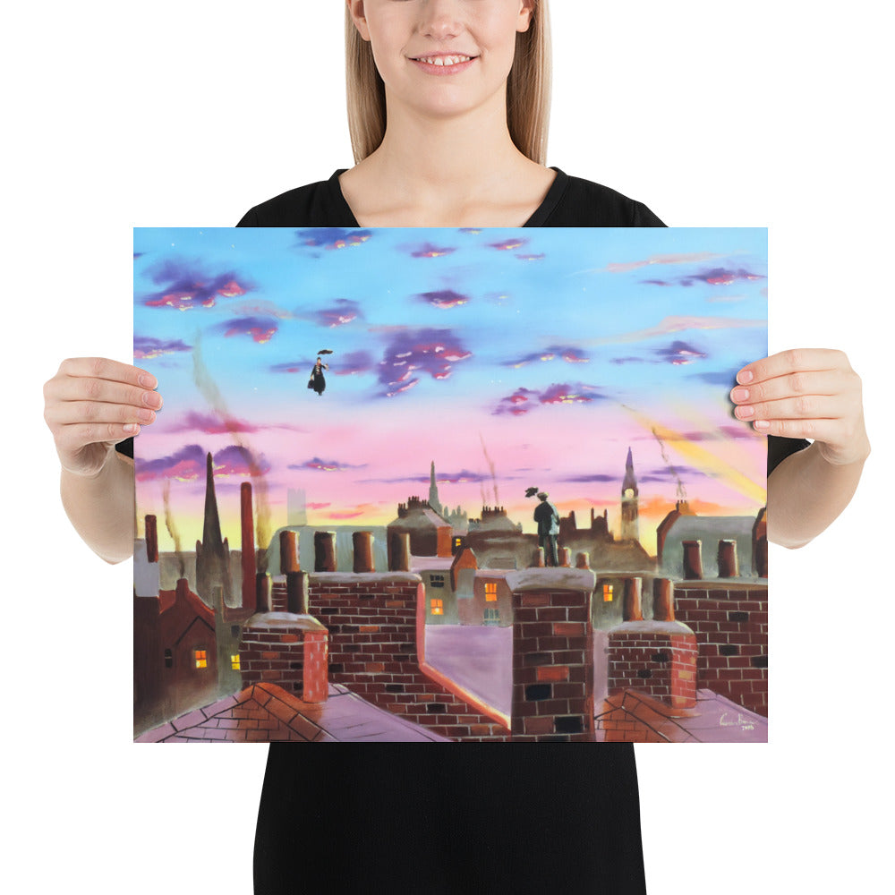 Mary Poppins art poster, Mary Poppins nursery decor