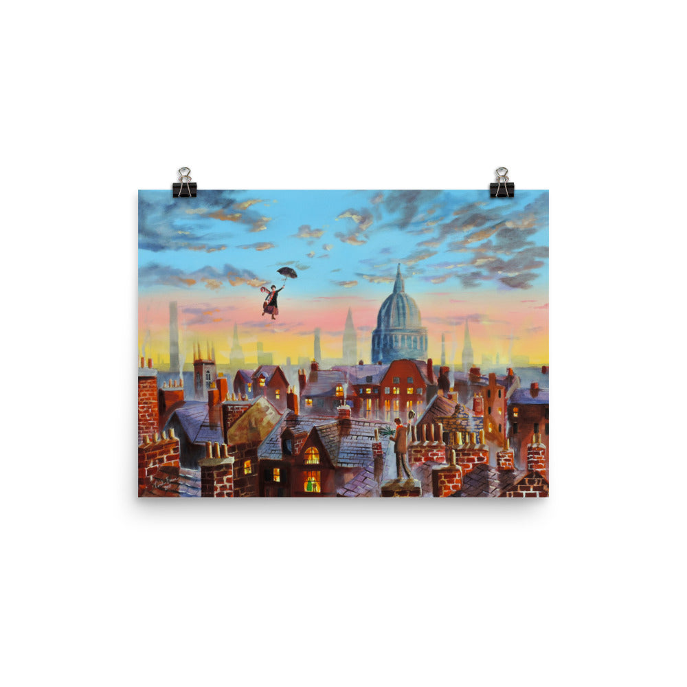 Mary Poppins & Bert poster print, Gordon Bruce art