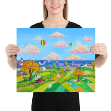 Load image into Gallery viewer, Landscape print colourful naive art Poster