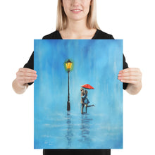 Load image into Gallery viewer, Kissing couple in the rain print