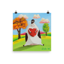 Load image into Gallery viewer, Cute cow print, cow with a heart illustration Poster