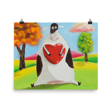 Load image into Gallery viewer, Cute cow print, cow with a heart illustration Poster