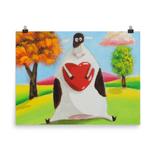 Load image into Gallery viewer, Cute cow print, cow with a heart illustration Poster