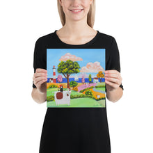 Load image into Gallery viewer, Folk art cow and cat nursery photo paper poster