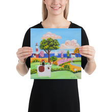 Load image into Gallery viewer, Folk art cow and cat nursery photo paper poster