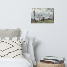 Load image into Gallery viewer, Couple in the rain with a red umbrella, Edinburgh city print