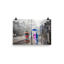 Load image into Gallery viewer, Rainy couple with a red umbrella print