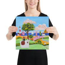 Load image into Gallery viewer, Folk art cow and cat nursery photo paper poster