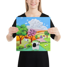 Load image into Gallery viewer, folk art print taken from the original painting, cow and sheep