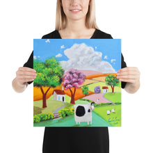 Load image into Gallery viewer, folk art print taken from the original painting, cow and sheep