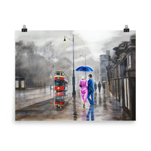 Load image into Gallery viewer, Rainy couple with a red umbrella print