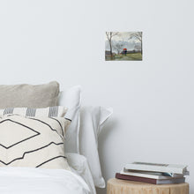 Load image into Gallery viewer, Couple in the rain with a red umbrella, Edinburgh city print