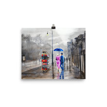 Load image into Gallery viewer, Rainy couple with a red umbrella print