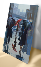 Load image into Gallery viewer, Red Umbrella – Original Rainy City Oil Painting