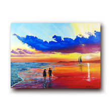 Load image into Gallery viewer, Together at Sunset – Original Romantic Seascape Oil Painting