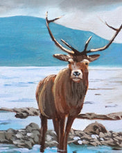 Load image into Gallery viewer, Deer Family at Loch Ness – Original Scottish Wildlife Oil Painting
