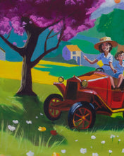 Load image into Gallery viewer, Journey of Joy – Original Colourful Folk Art Landscape Oil Painting
