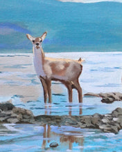 Load image into Gallery viewer, Deer Family at Loch Ness – Original Scottish Wildlife Oil Painting
