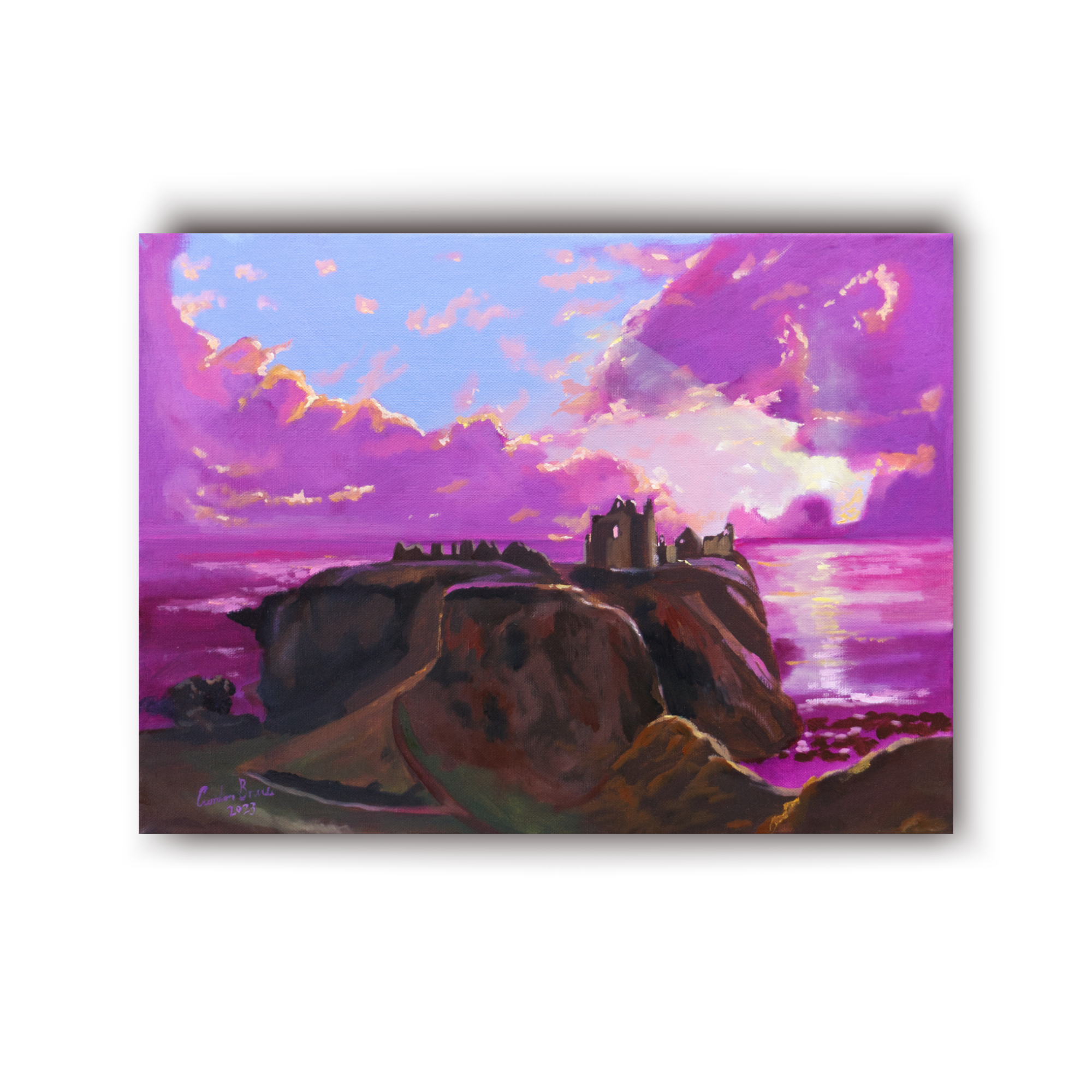 Dunnottar Castle oil painting by Aberdeen artist Gordon Bruce