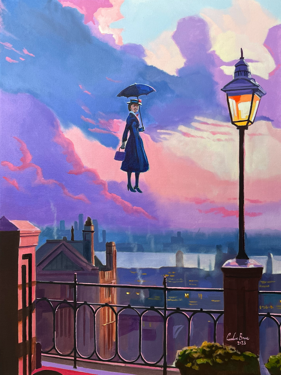 Mary Poppins original painting oil on canvas