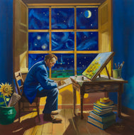 Van Gogh’s Starry Studio – Original Artist Tribute Oil Painting