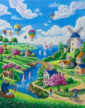 Load image into Gallery viewer, Where the Wind Carries You – Original Folk Art Landscape Oil Painting
