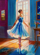 Ballerina in Blue original oil painting