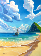 Ocean Voyage – Original Sailboat Seascape Oil Painting