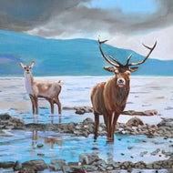 Deer Family at Loch Ness original painting