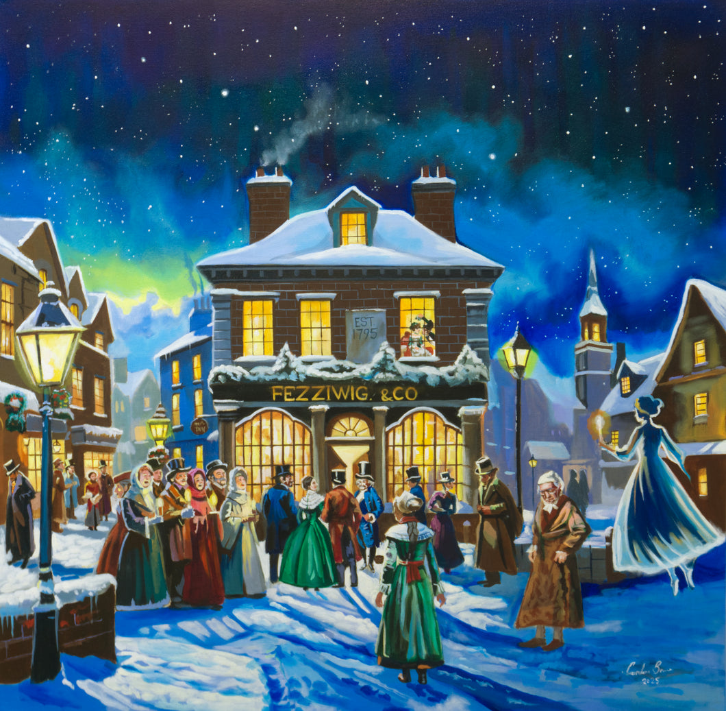 Fezziwig’s Christmas Party - Large 30x30” Oil Painting | Charles Dickens Art | A Christmas Carol Painting