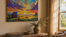 Load and play video in Gallery viewer, Golden Twilight on the Homestead original oil painting

