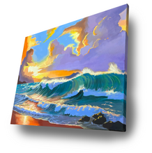 Load image into Gallery viewer, Seascape Art - Rolling Waves on the Shore - Colourful Oil Painting - 24x18 Inches
