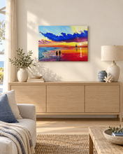 Load image into Gallery viewer, Together at Sunset – Original Romantic Seascape Oil Painting

