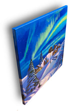 Load image into Gallery viewer, Winter fox and the northern lights original painting
