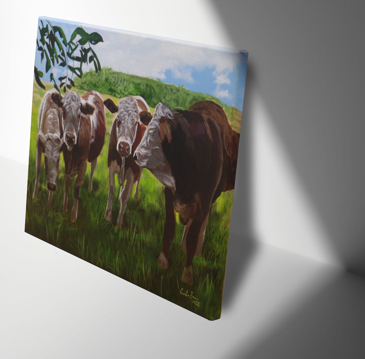 Four cows original painting