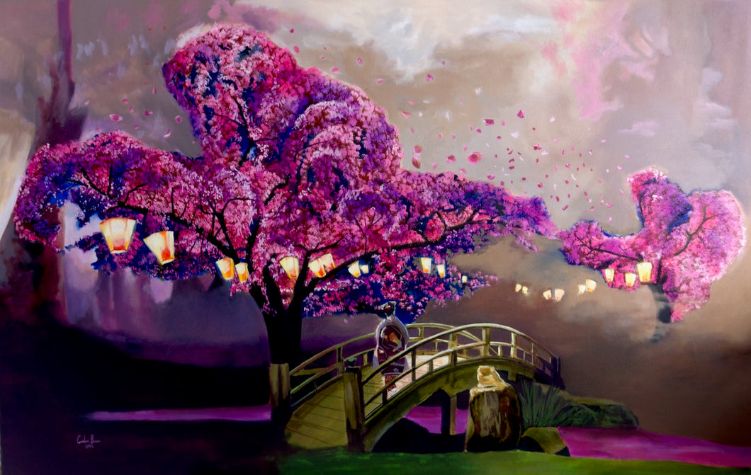 Sakura, the Geisha and the Cherry Blossoms original painting