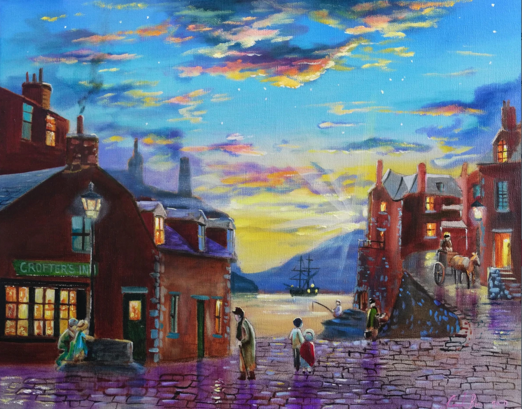 Crofter's Inn harbour painting (2020)