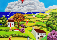 Load image into Gallery viewer, Flying kites (2020) folk art painting
