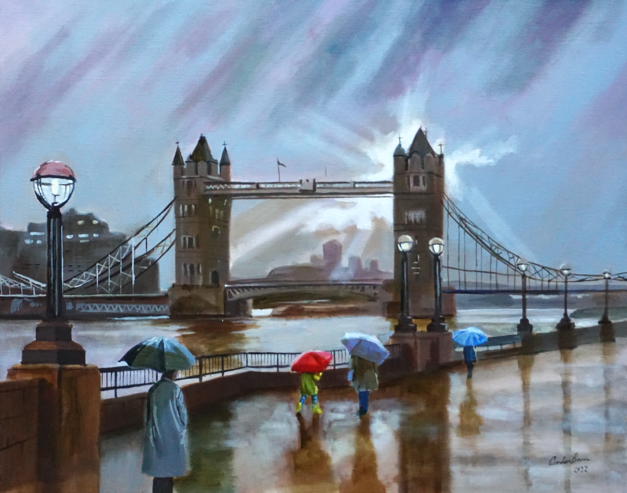 Tower Bridge London Rain Painting