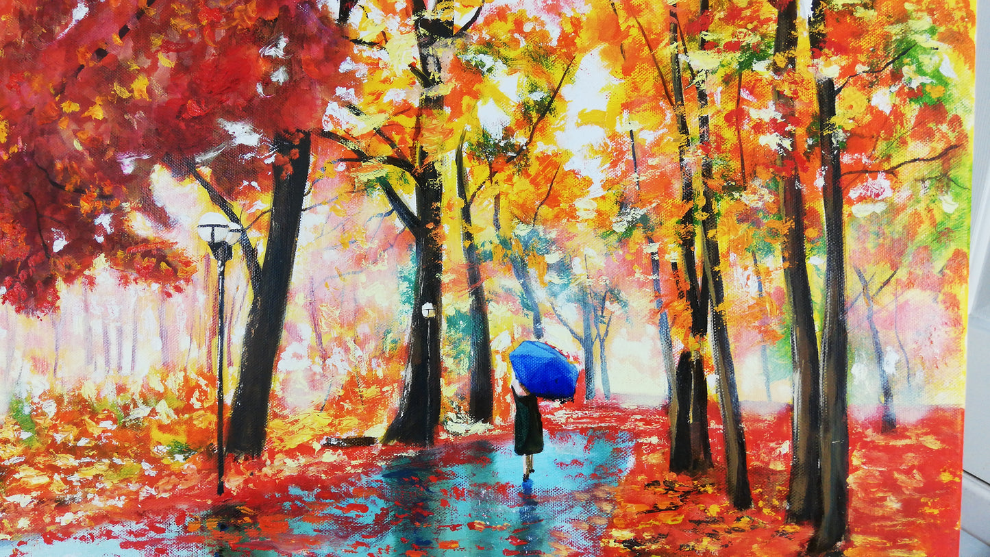 Autumn rain and an umbrella