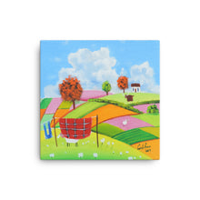 Load image into Gallery viewer, Sheep and a washing line Canvas with white sides
