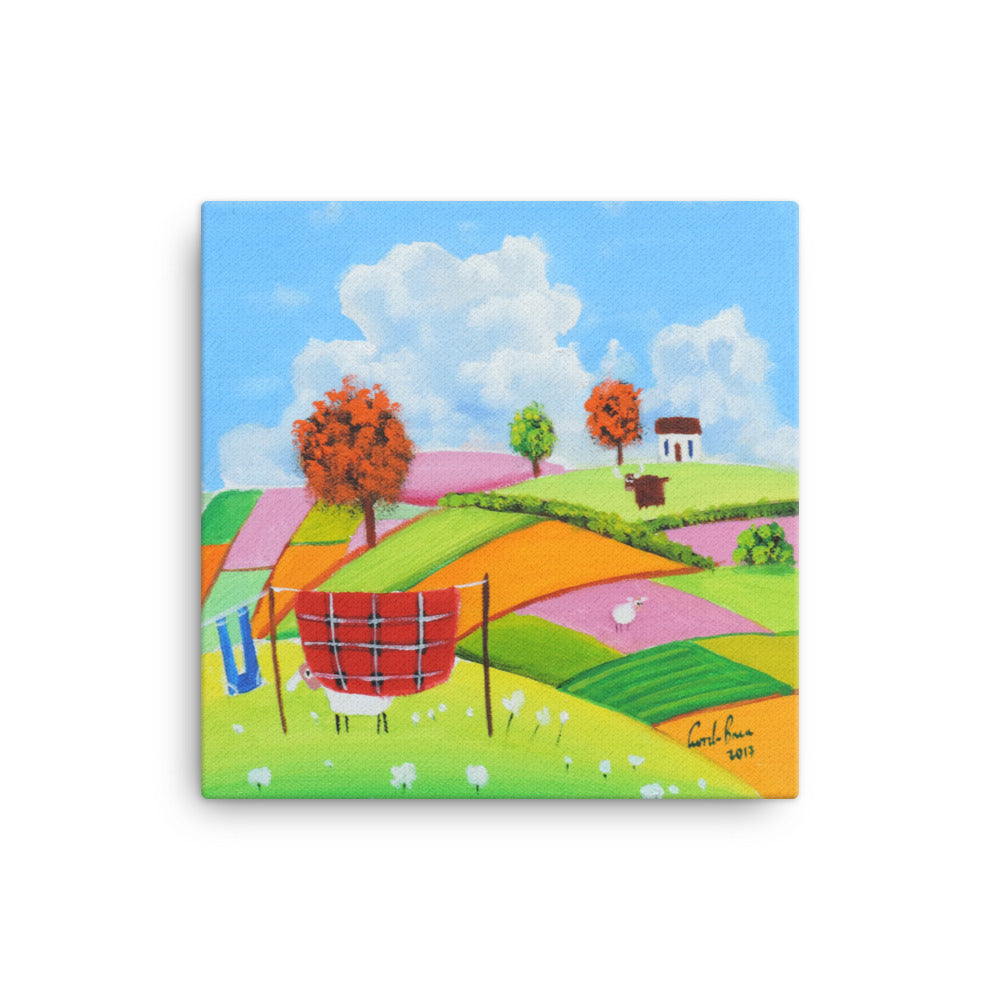 Sheep and a washing line Canvas with white sides