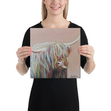 Load image into Gallery viewer, Highland cow Canvas print, ready to hang canvas
